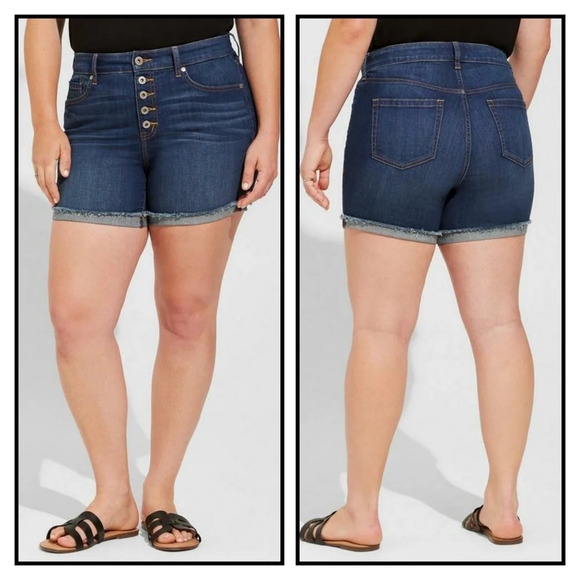 Torrid 5 Inch Vintage Stretch High-Rise Denim Shorts Size 24 - Picture 1 of 5